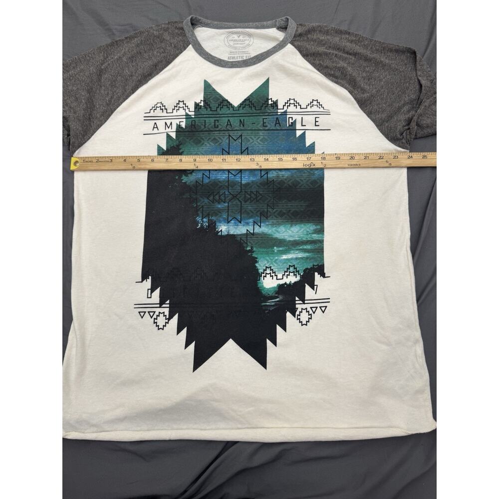 American Eagle Outfitters Mens XL Raglan Graphic T Shirt Aztec Tribal 3/4 Sleeve - Picture 3 of 10